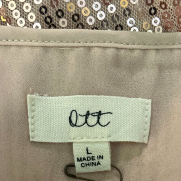 Ott by Lime & Chili SZ L Light Copper Sequin Top Dressy Formal Party Boxy - Picture 6 of 7